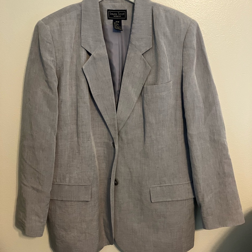 Laura Scott Light Gray Women's Blazer and Pant Set